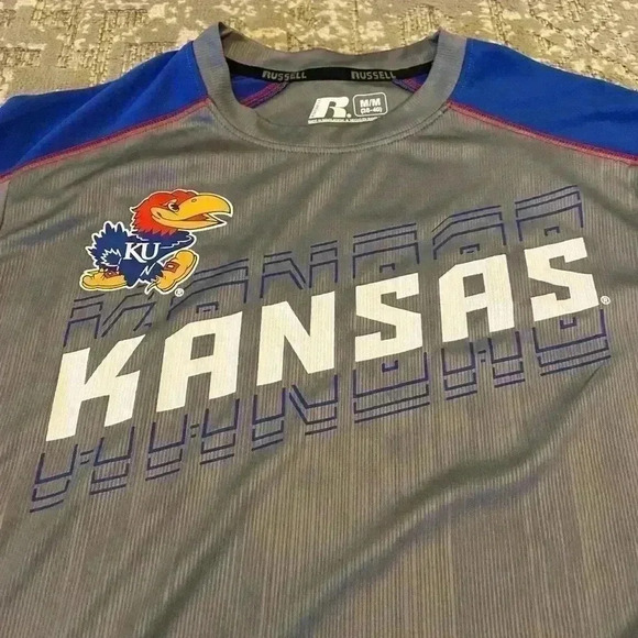 Kansas Jayhawks Russell Athletic Logo shirt size Medium color Gray - Picture 2 of 5